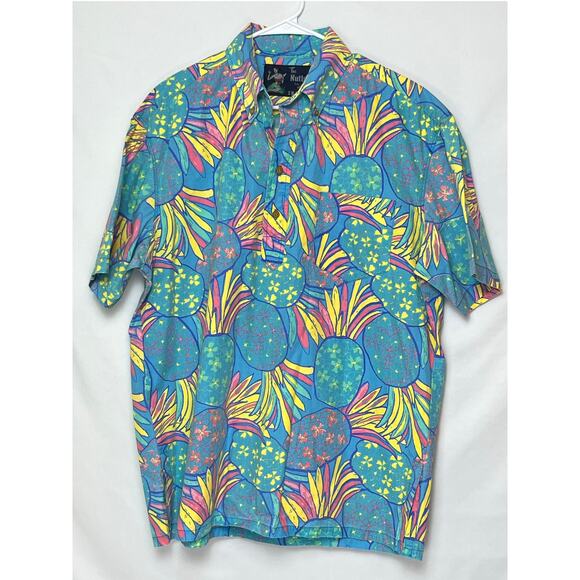 Chubbies The Nutter Mens XL Blue Yellow Hawaiian Print Short Sleeve Button Shirt - Picture 1 of 7